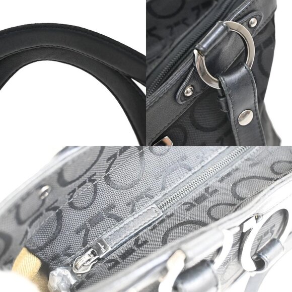 SALVATORE FERRAGAMO Gancini Tote Shoulder Bag Canavs Leather Black SHW 09KB197 - Picture 12 of 14